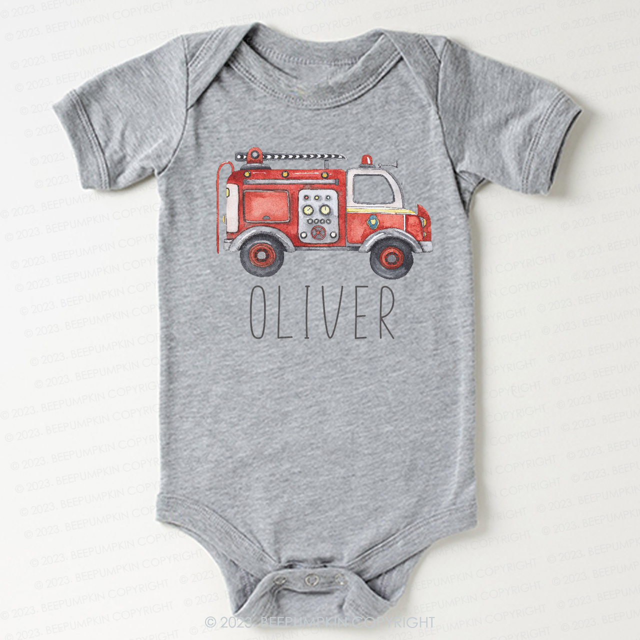 Cute Personalized Fire Truck Bodysuit For Baby
