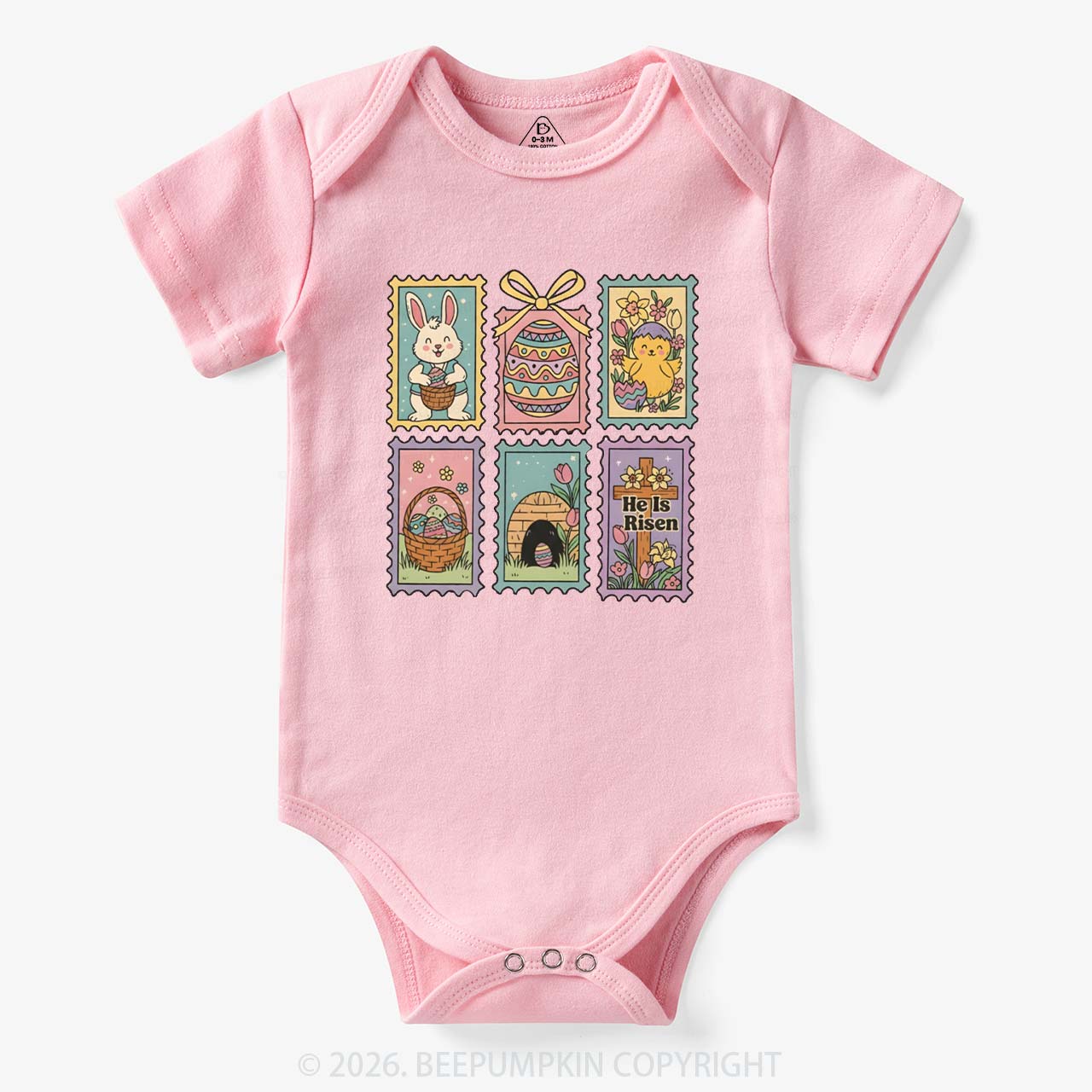 He Is Risen Easter Stamp Baby Bodysuit