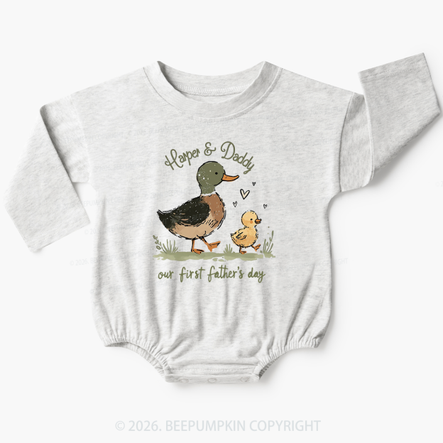 Personalized Duck Hunter First Father's Day Baby Bubble Romper