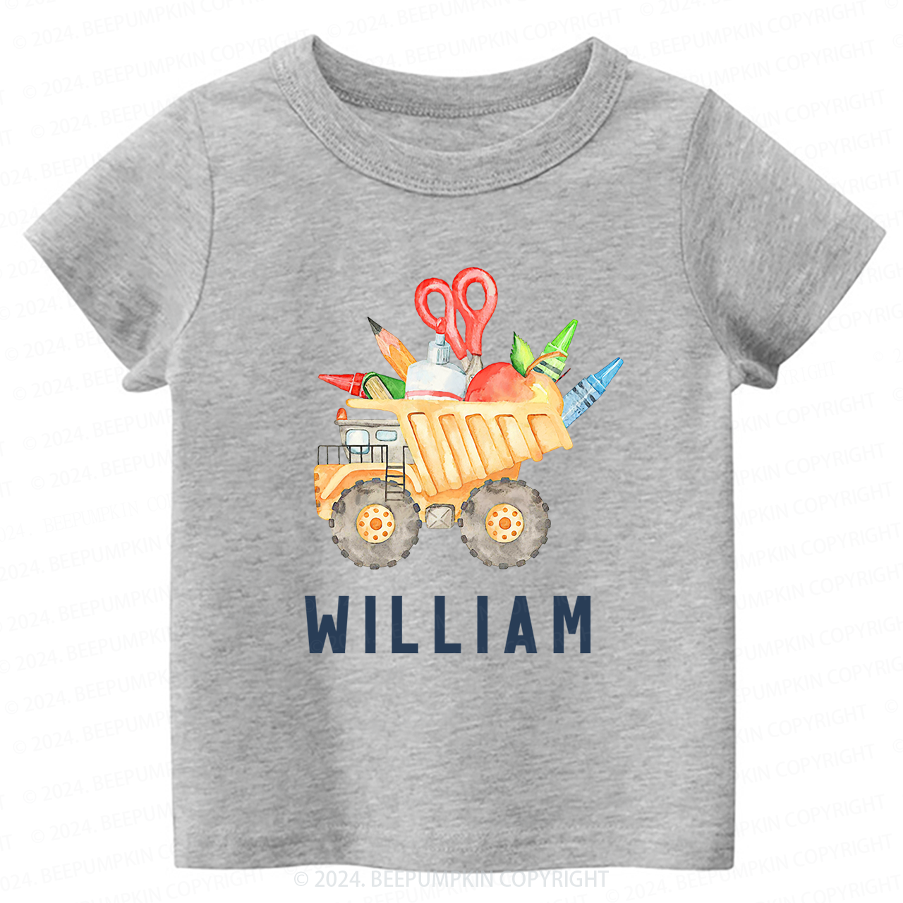 Personalized Name Back To School Car Print Toddler Tees