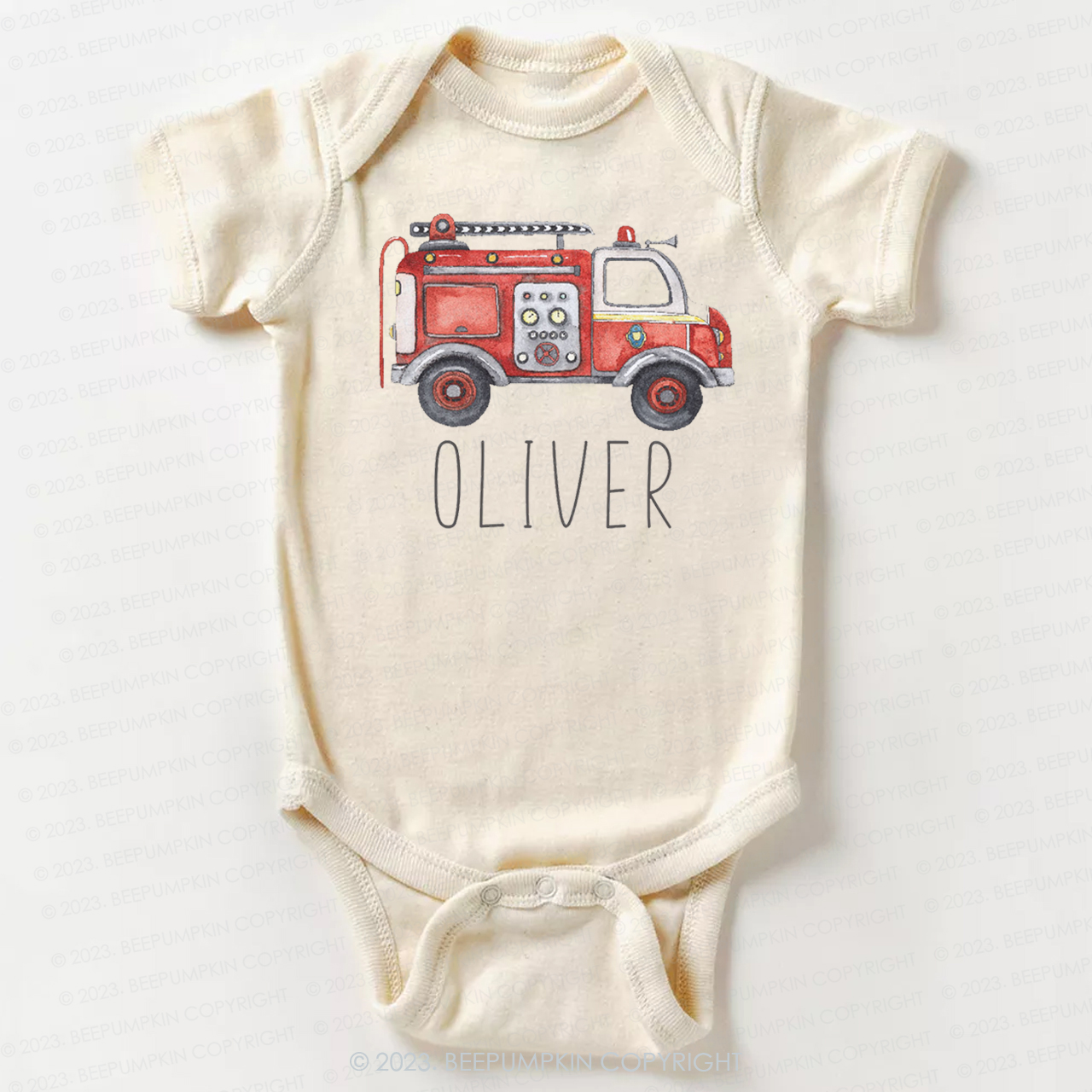 Cute Personalized Fire Truck Bodysuit For Baby