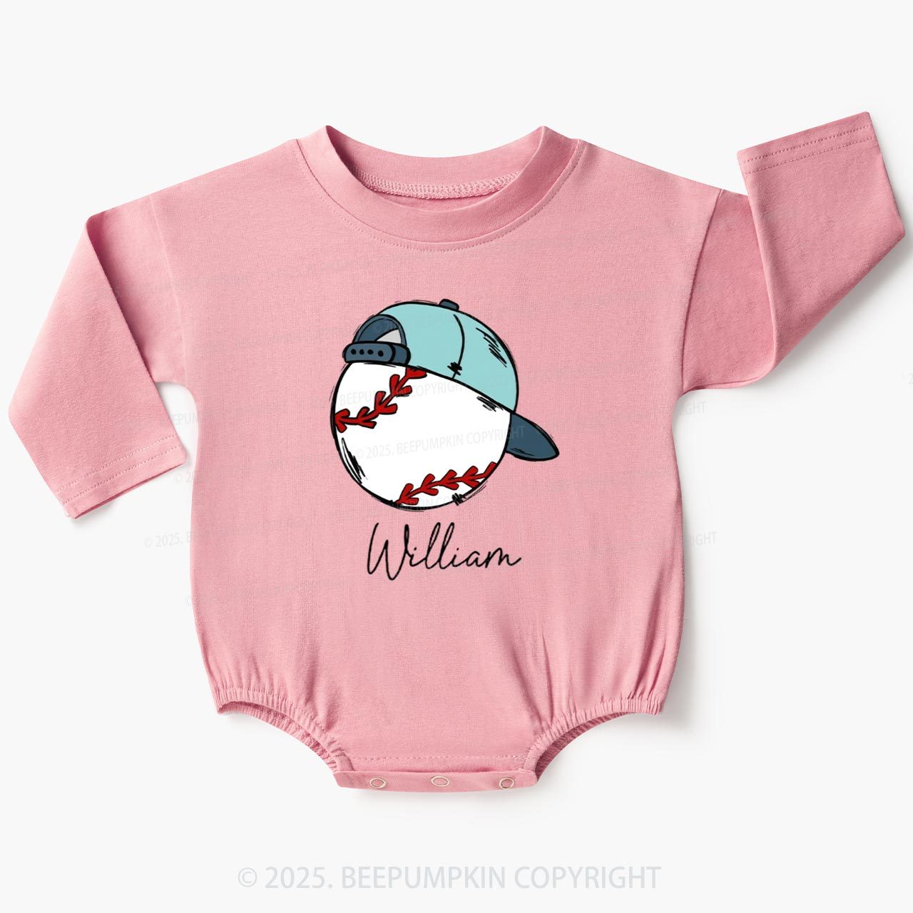 Personalized Boy Baseball Name Baby Bubble Romper Beepumpkin
