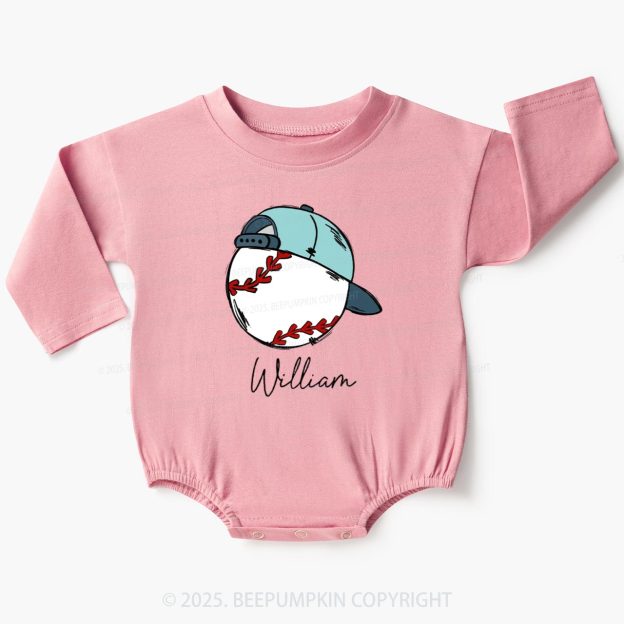Personalized Boy Baseball Name Baby Bubble Romper Beepumpkin