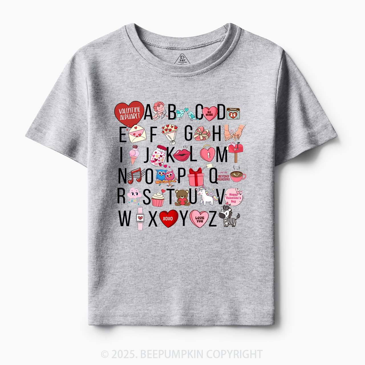 Valentine Alphabet Toddler&Kid's Tees Beepumpkin