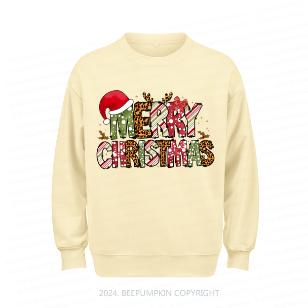 Retro Merry Christmas Hat Sweatshirt For Mama Beepumpkin