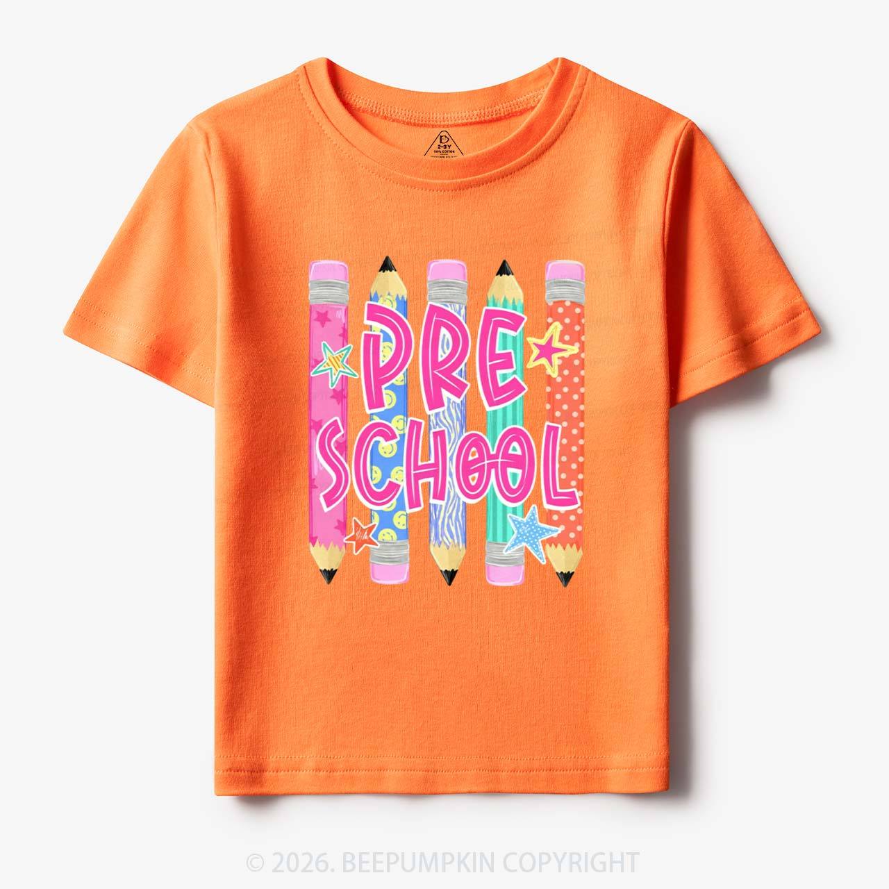 Personalized Grade Level Colorful Pencil Toddler&Kid's Tees