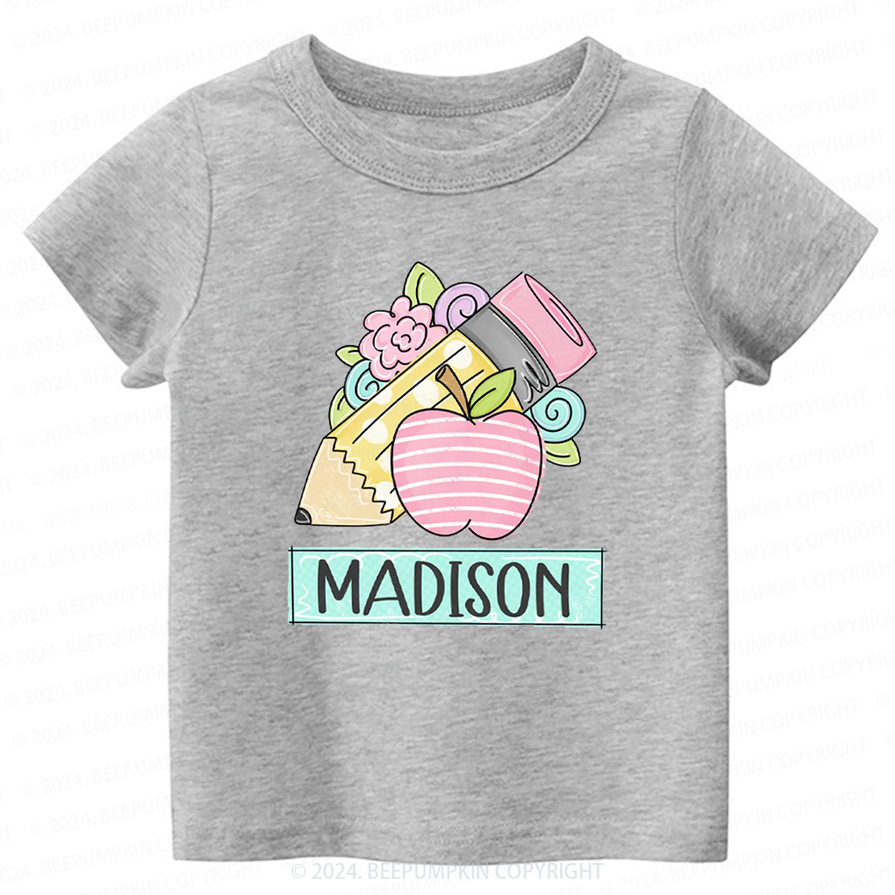 Personalized Back to School Apple Toddler&Kids Tees 