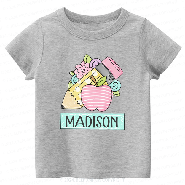Personalized Back to School Apple Toddler&Kids Tees 