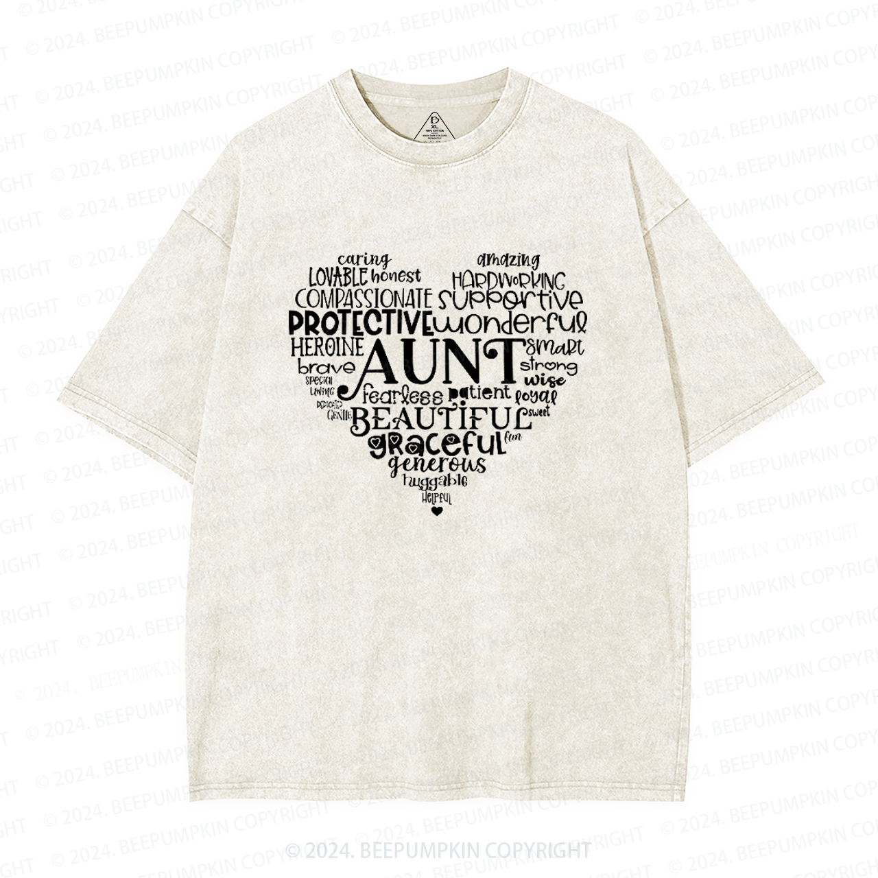 Aunt Heart Best Auntie Washed T-Shirts 