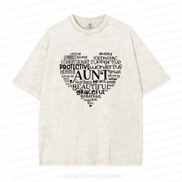 Aunt Heart Best Auntie Washed T-Shirts 