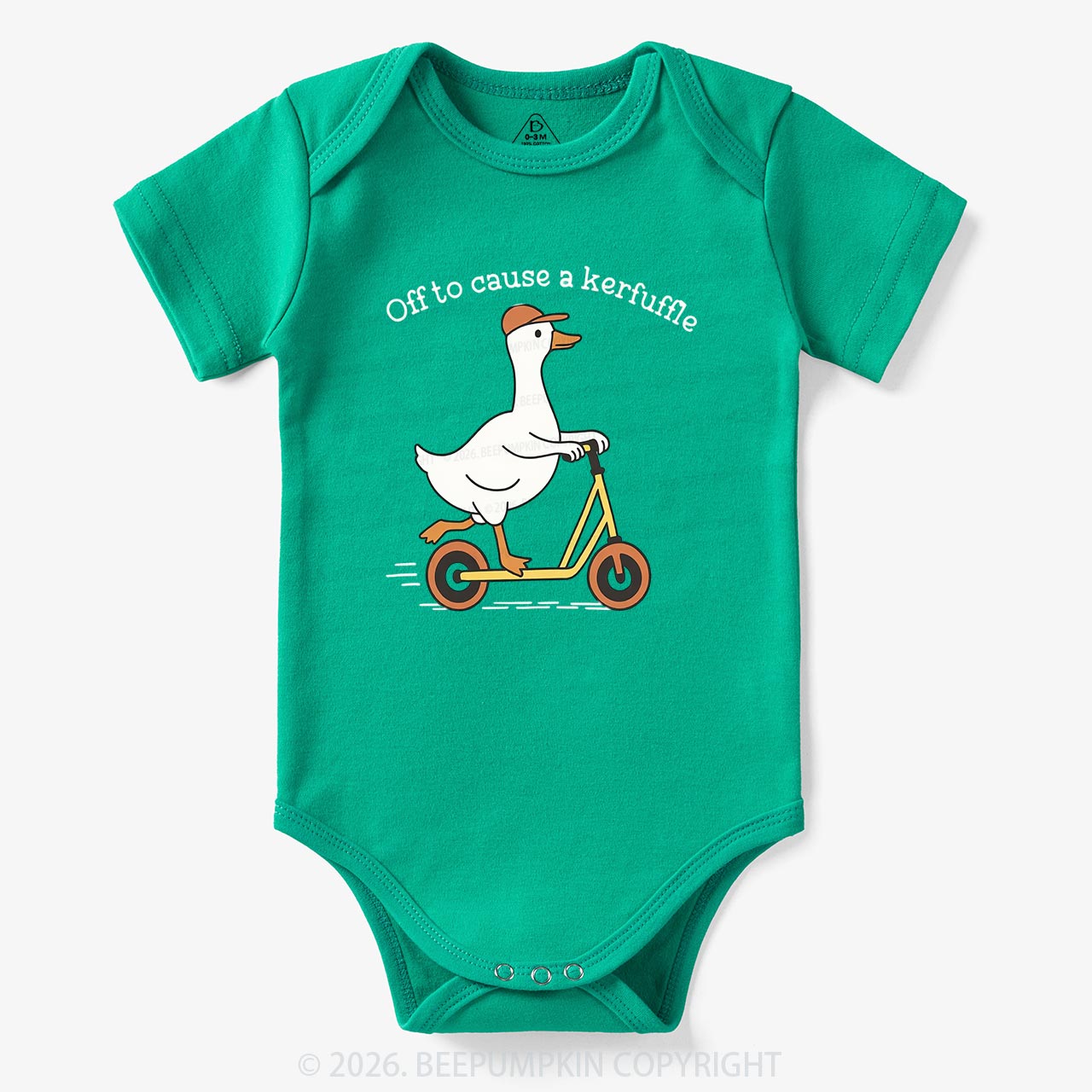 Off To Cause A Kerfuffle Silly Duck Animal Baby Bodysuit