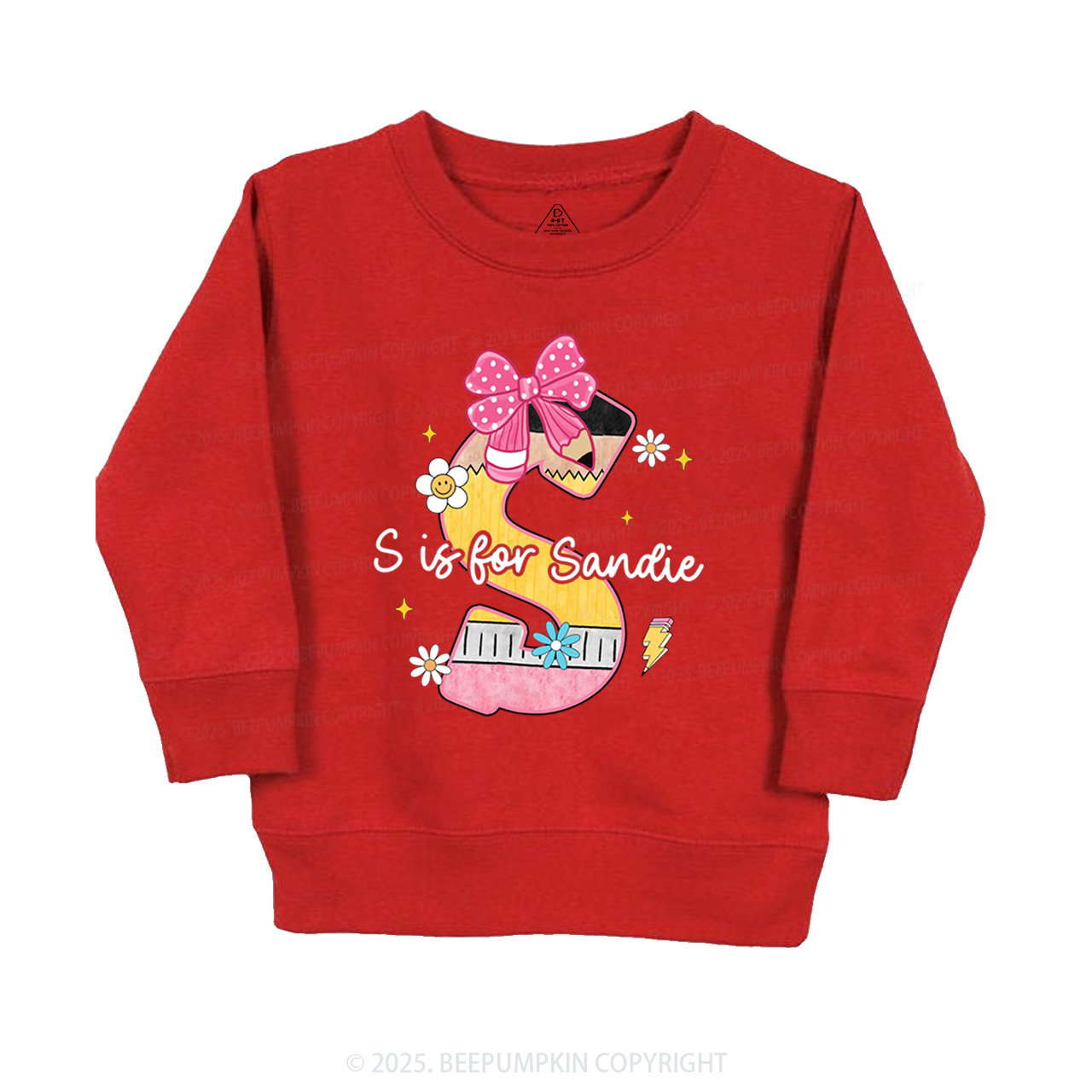 Personalized Pencil Bow Name Kid's Sweatshirt