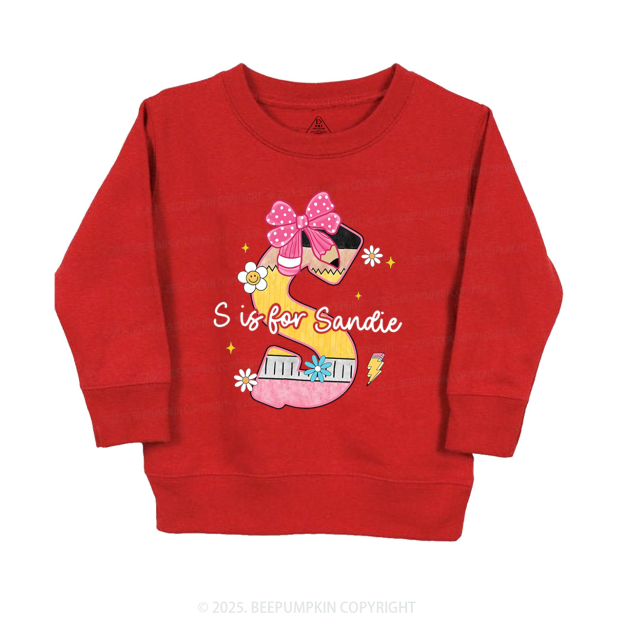 Personalized Pencil Bow Name Kid's Sweatshirt