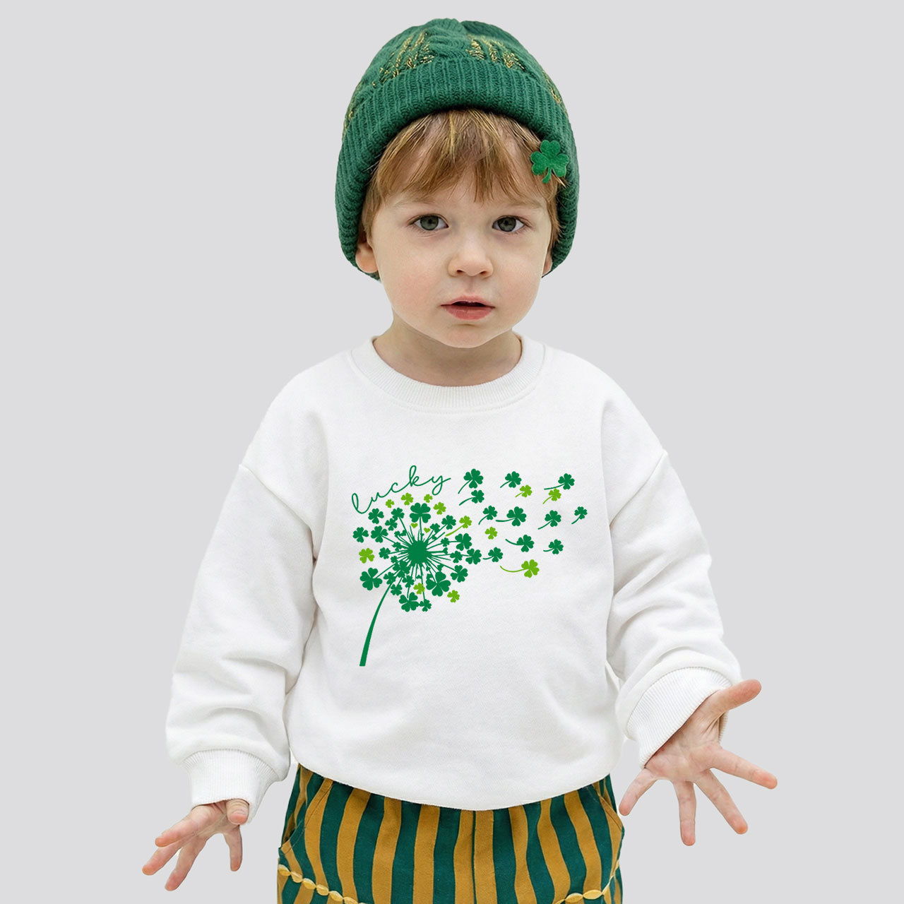 Dandelion Shamrock St. Patrick's Day Kid's Sweatshirt