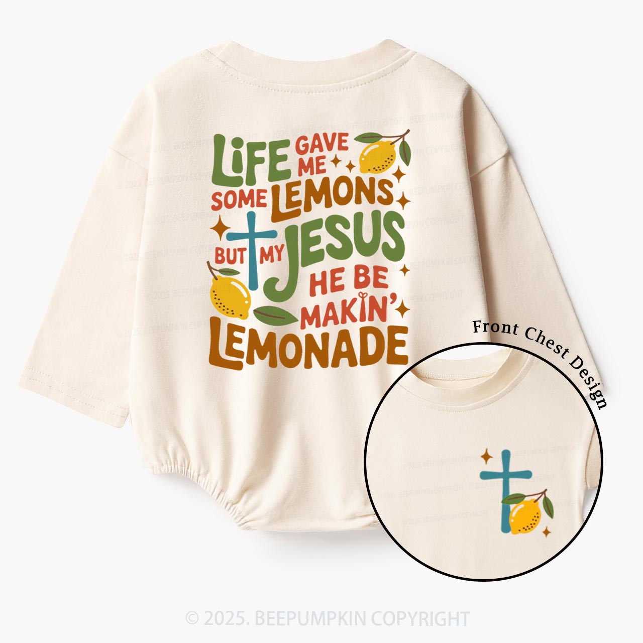 Life Gave Me Lemons But My Jesus Made Lemonade Baby Bubble Romper Beepumpkin