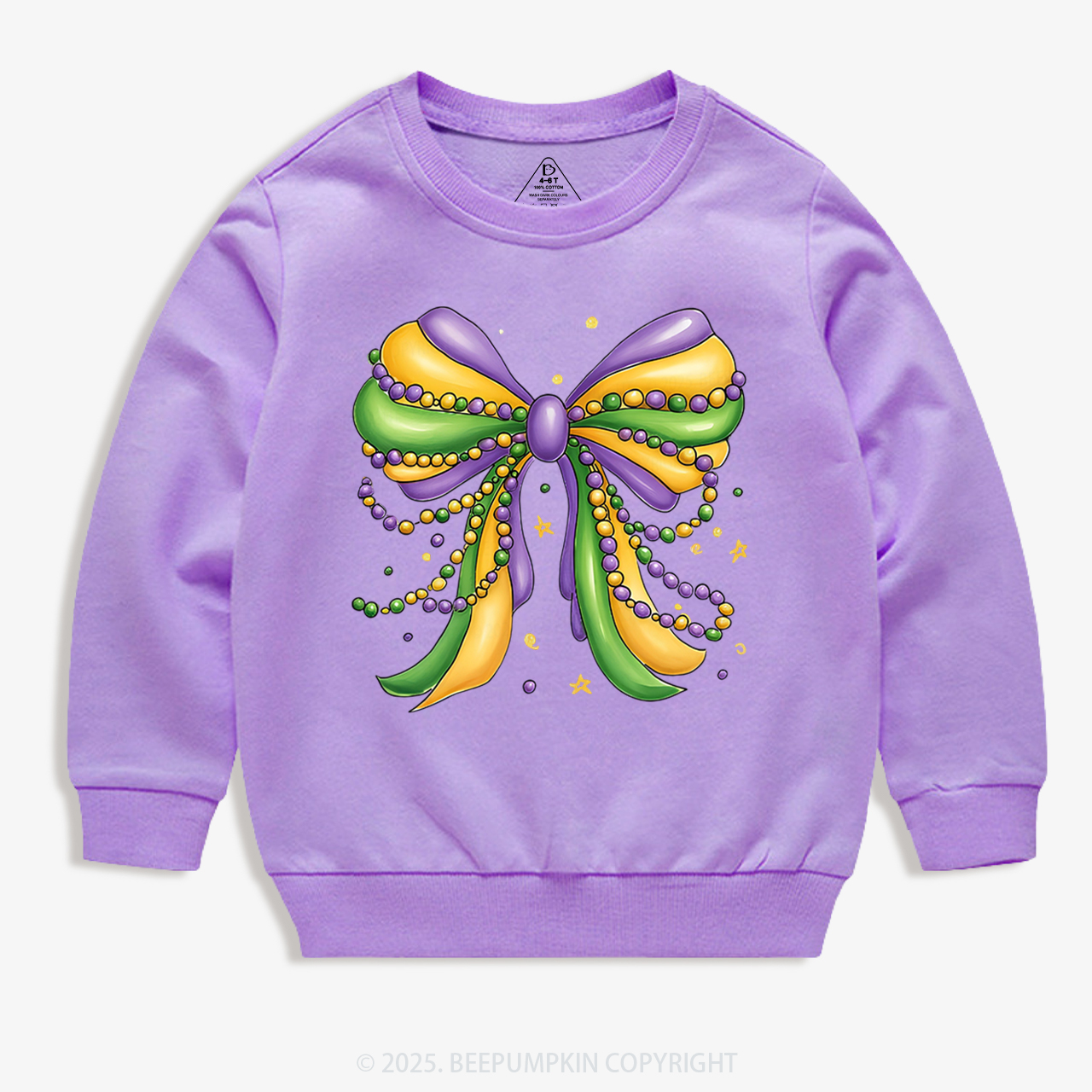 Mardi Gras Ribbon Bow Kid's Sweatshirt