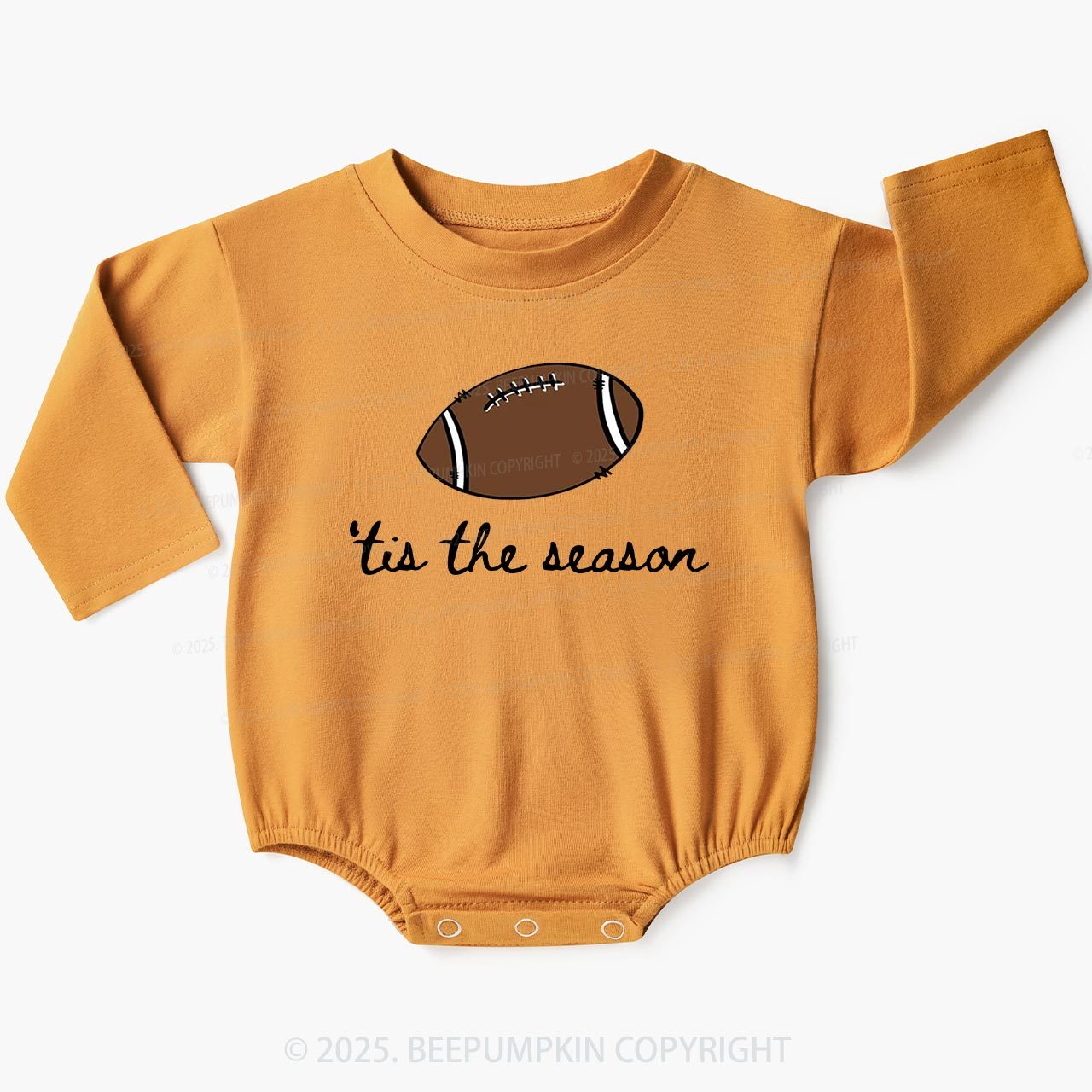 Tis The Season Football Baby Bubble Romper Beepumpkin