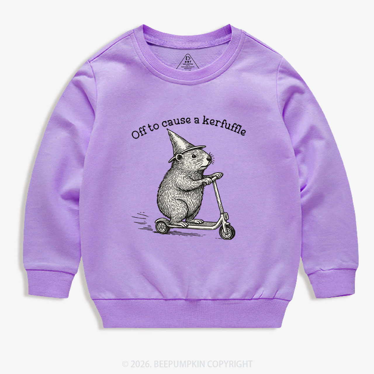 Off To Cause A Kerfuffle Groundhog Scooter Kid's Sweatshirt