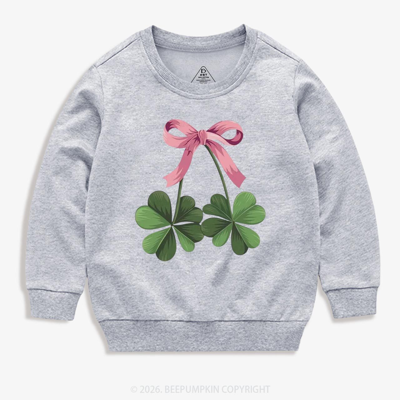 Lucky Shamrock Bow St Patrick's Day Kid's Sweatshirt