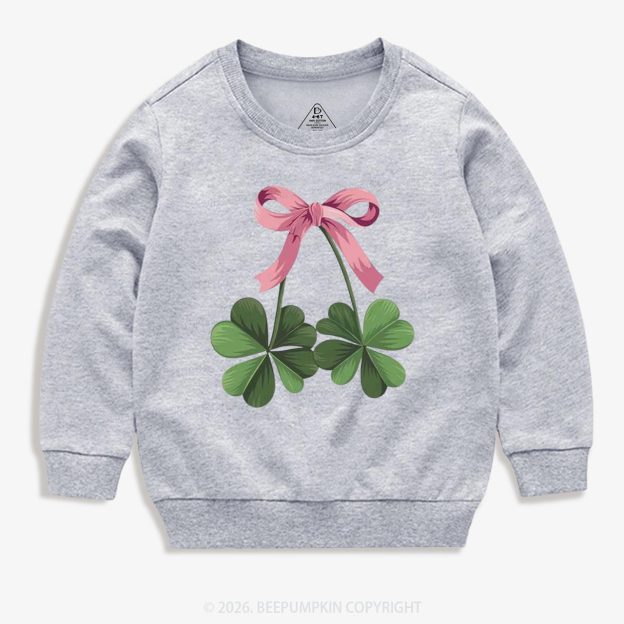 Lucky Shamrock Bow St Patrick's Day Kid's Sweatshirt