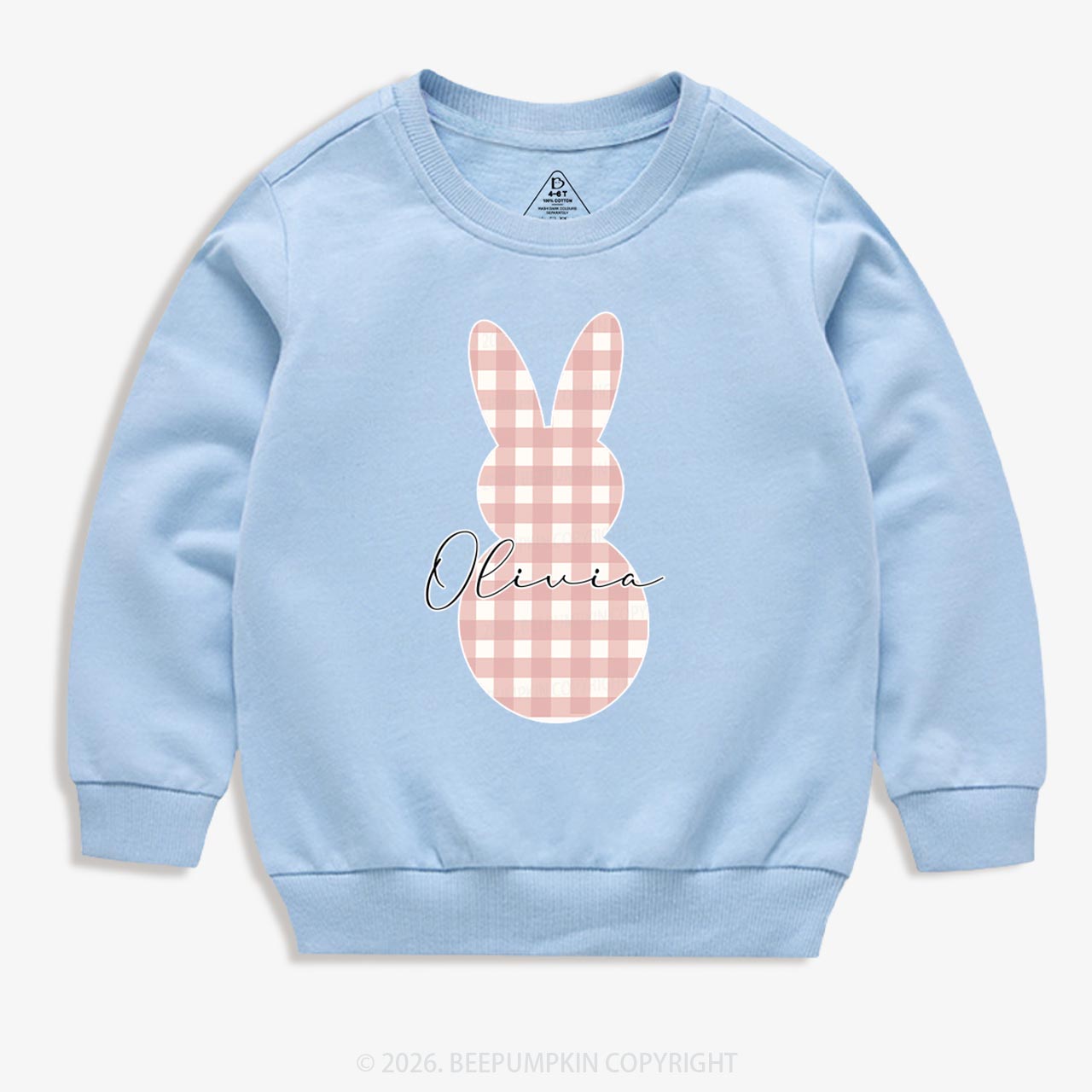 Personalised Easter Petit Gingham Bunny Kid's Sweatshirt