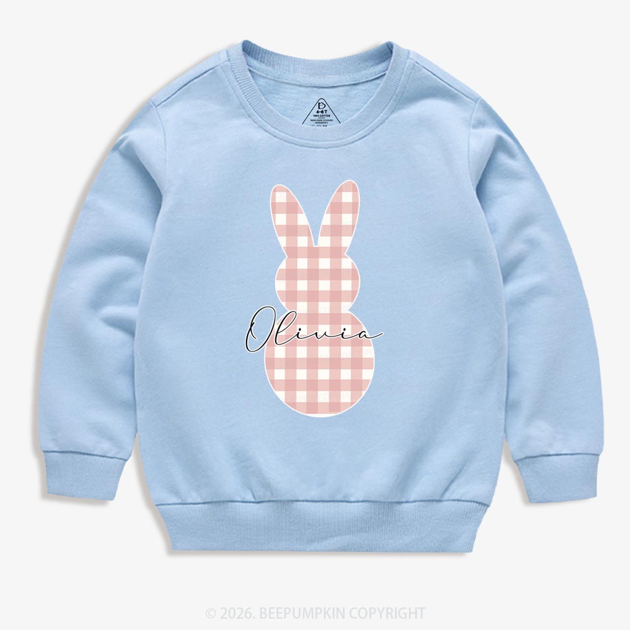 Personalised Easter Petit Gingham Bunny Kid's Sweatshirt