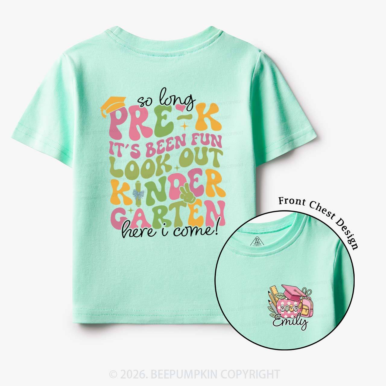 Personalized Name So Long Pre‑K Hello Kindergarten Toddler&Kid's Tees
