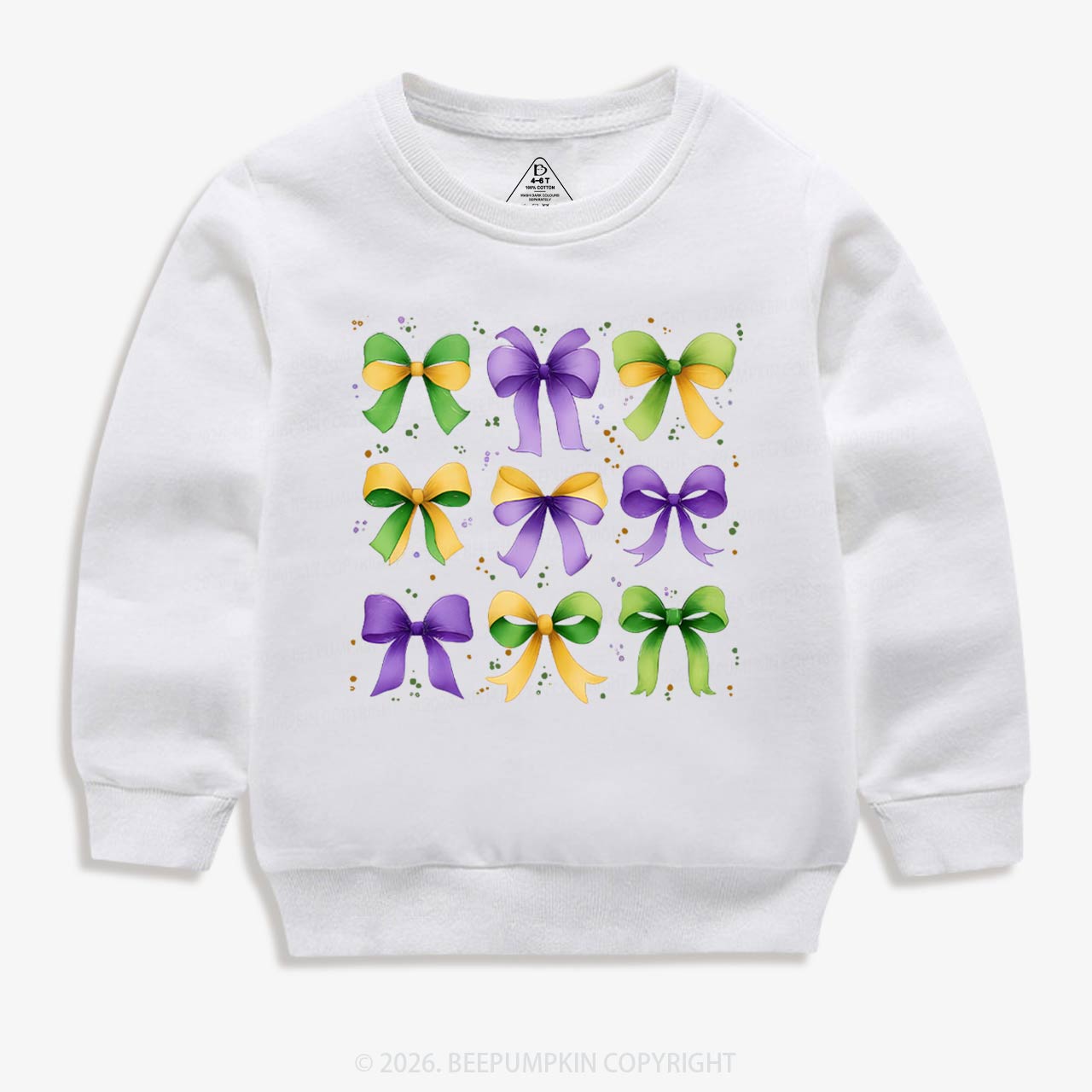 Kids Mardi Gras Ribbon Bows Kid's Sweatshirt