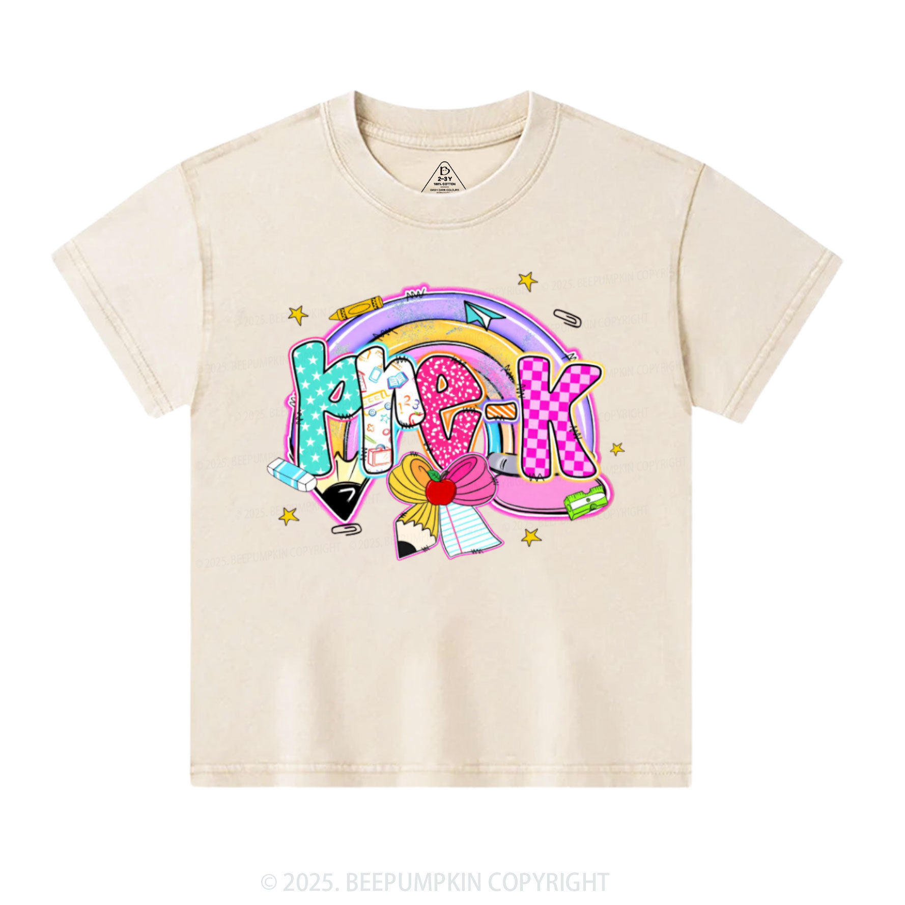 Personalized Rainbow Learning Days Toddler&Kids Washed Tees