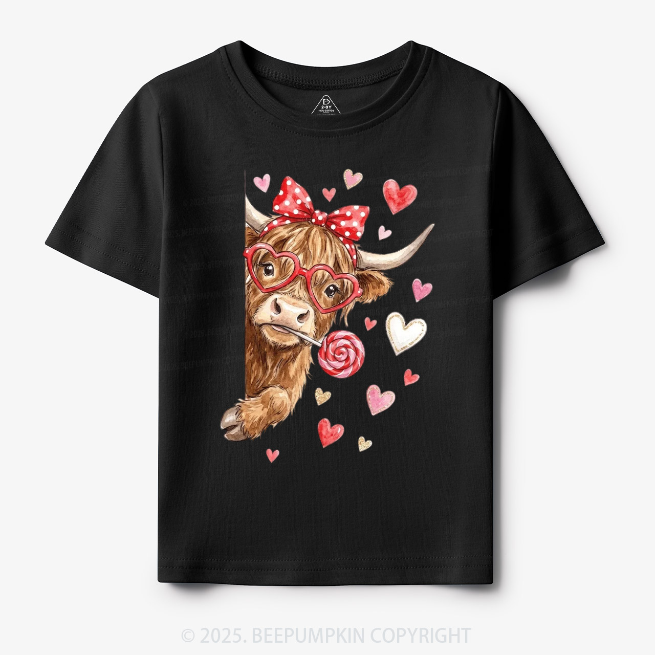 Valentine Highland Cow Toddler&Kid's Tees Beepumpkin