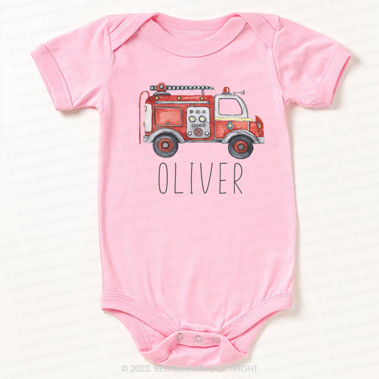 Cute Personalized Fire Truck Bodysuit For Baby