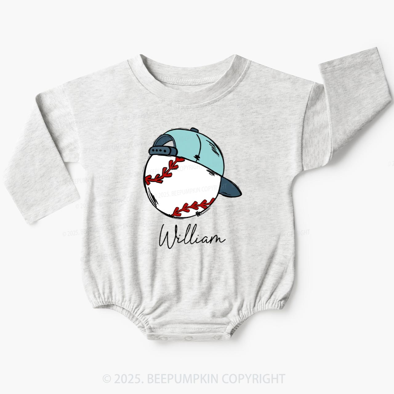 Personalized Boy Baseball Name Baby Bubble Romper Beepumpkin