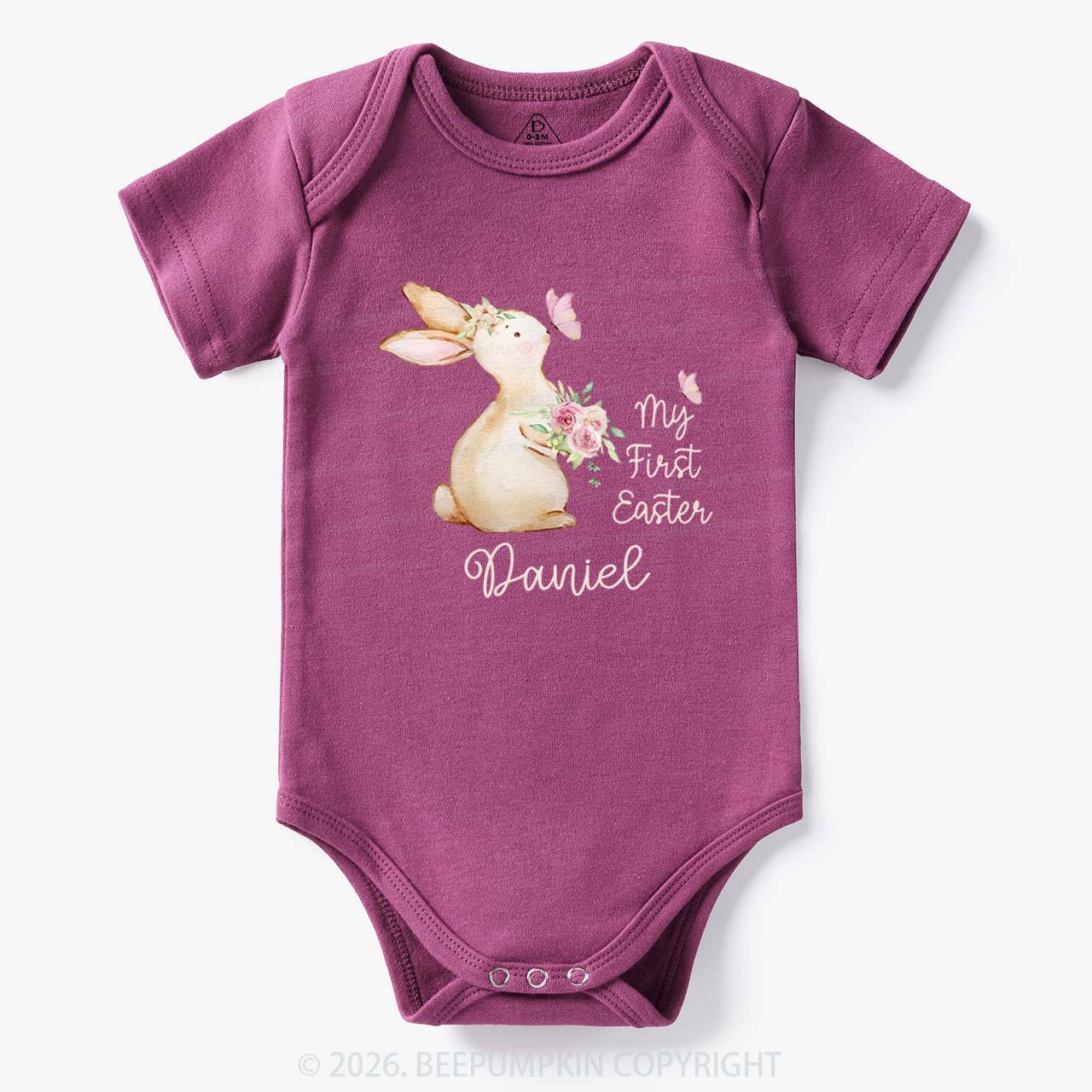 Personalized My First Easter Butterfly Kiss Bunny Baby Bodysuit