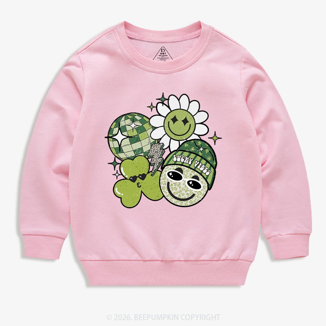 Disco Lucky Vibes St.Patricks Day Kids Sweatshirt