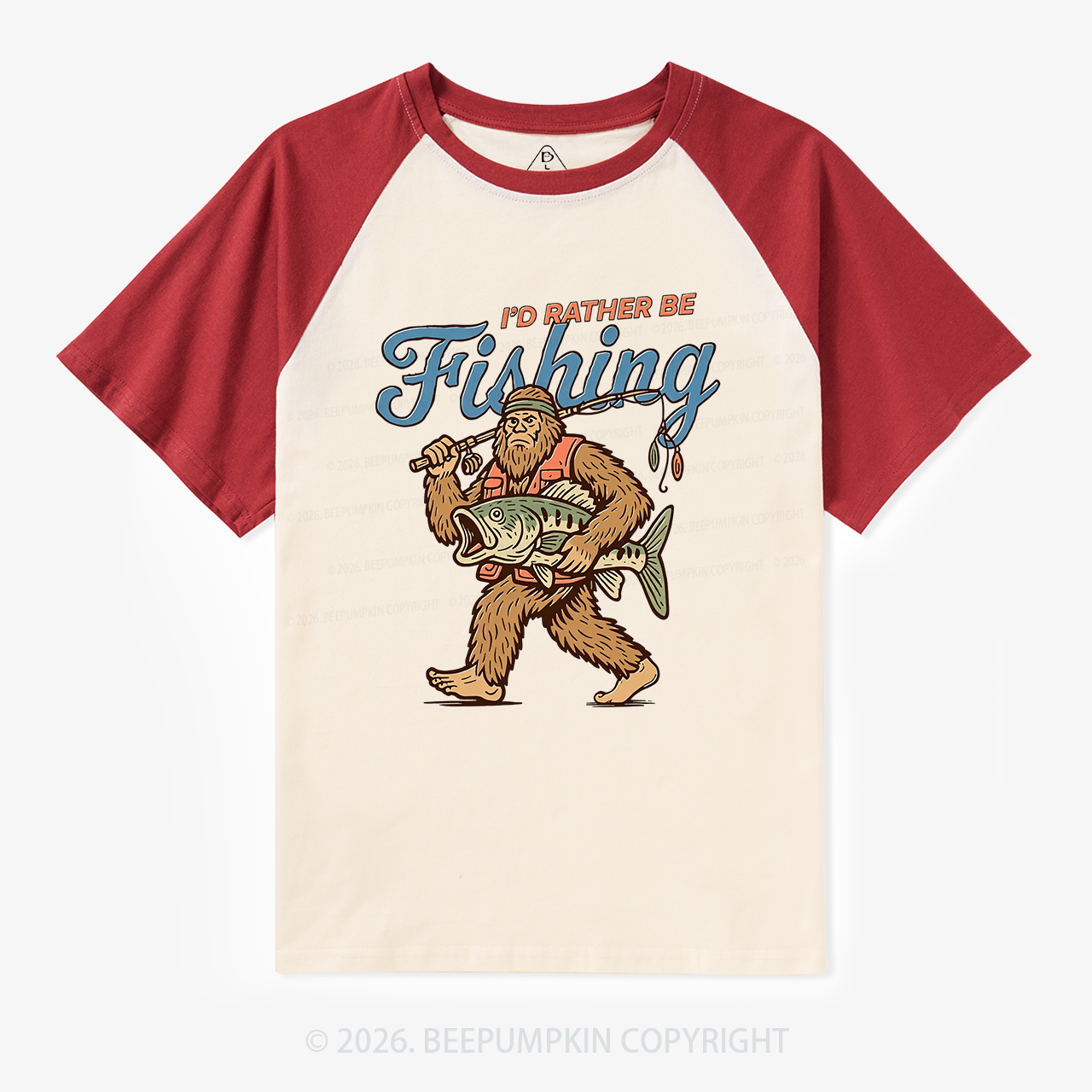 I'd Rather Be Fishing Retro Raglan T-Shirt