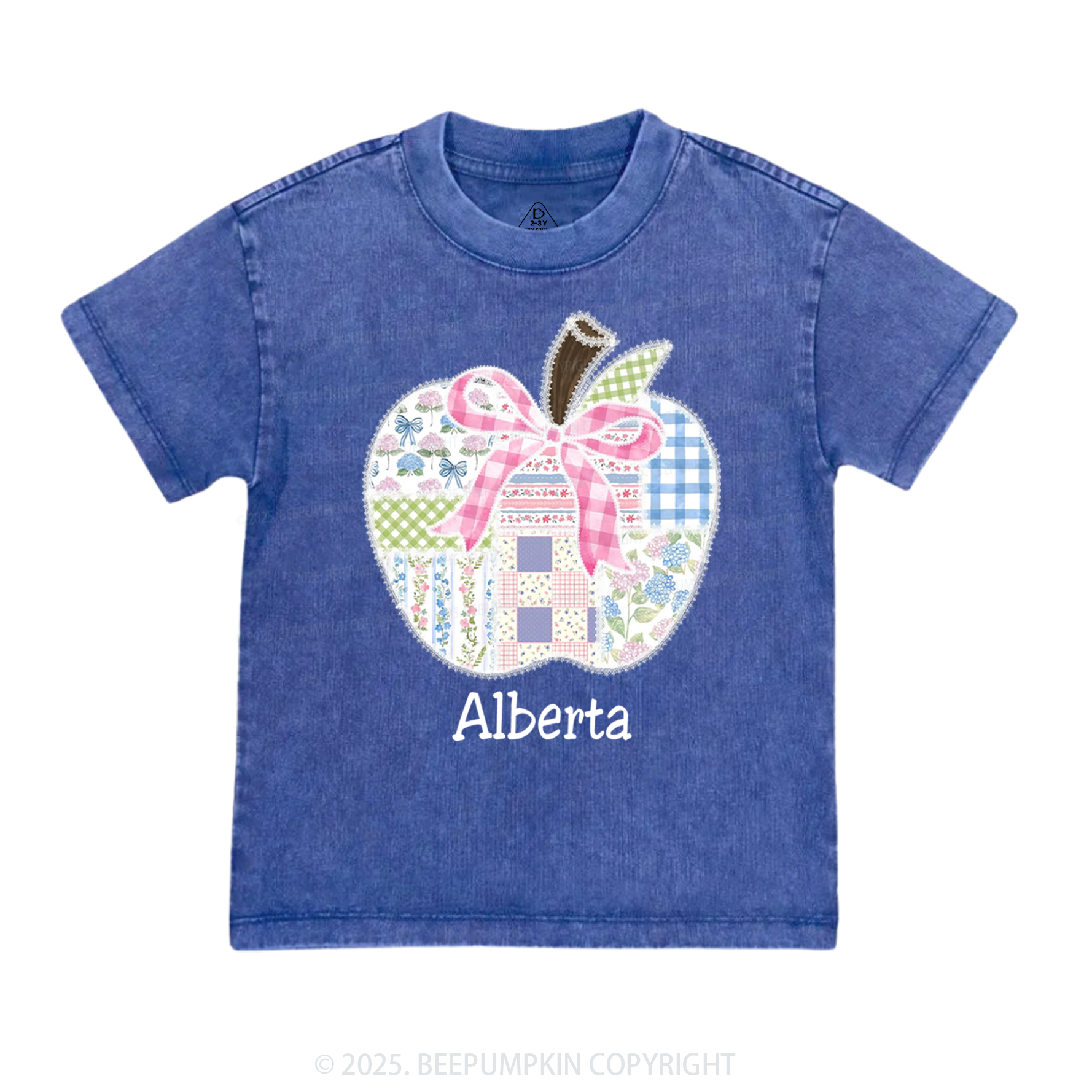 Personalized Lace Apple Name Toddler&Kids Washed Tees