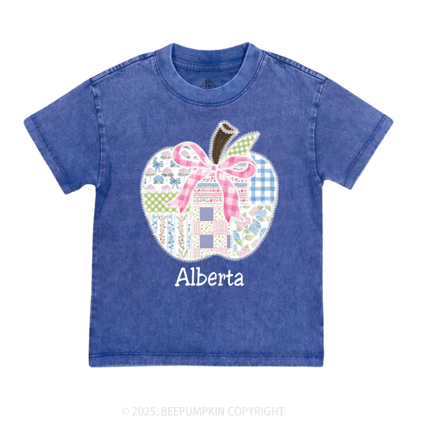 Personalized Lace Apple Name Toddler&Kids Washed Tees