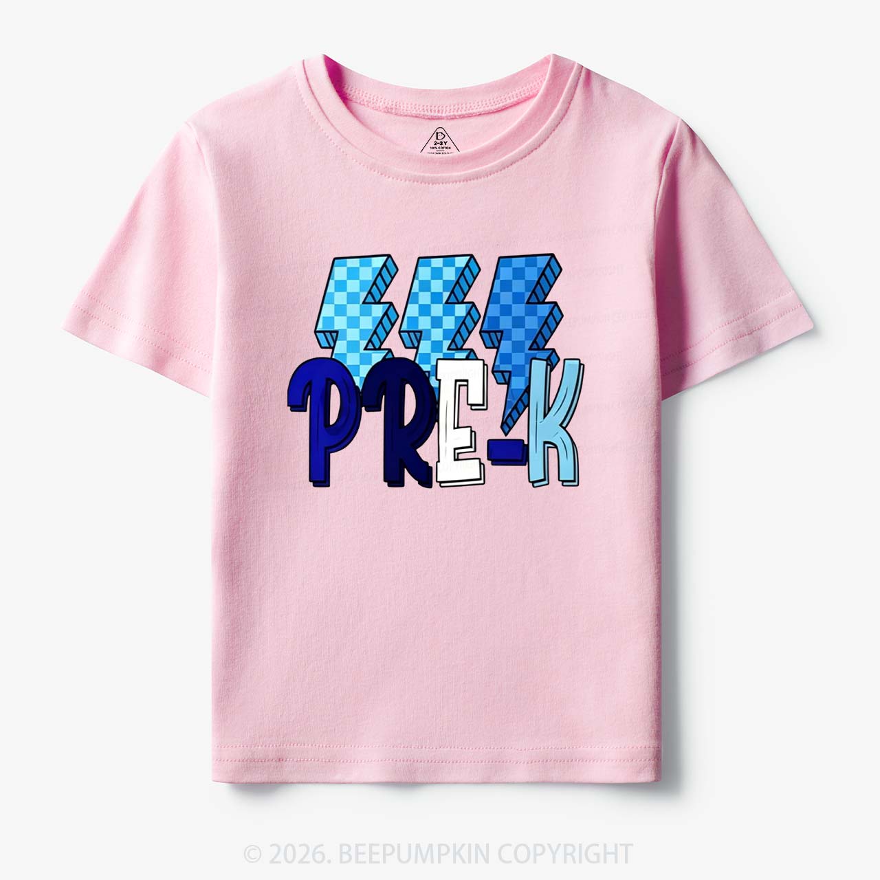 Pixel Blue Checkered Grade Level Toddler&Kid's Tees