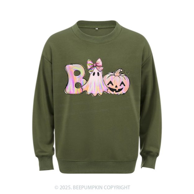 Halloween Iridescent Ghost Pumpkin Sweatshirt Beepumpkin