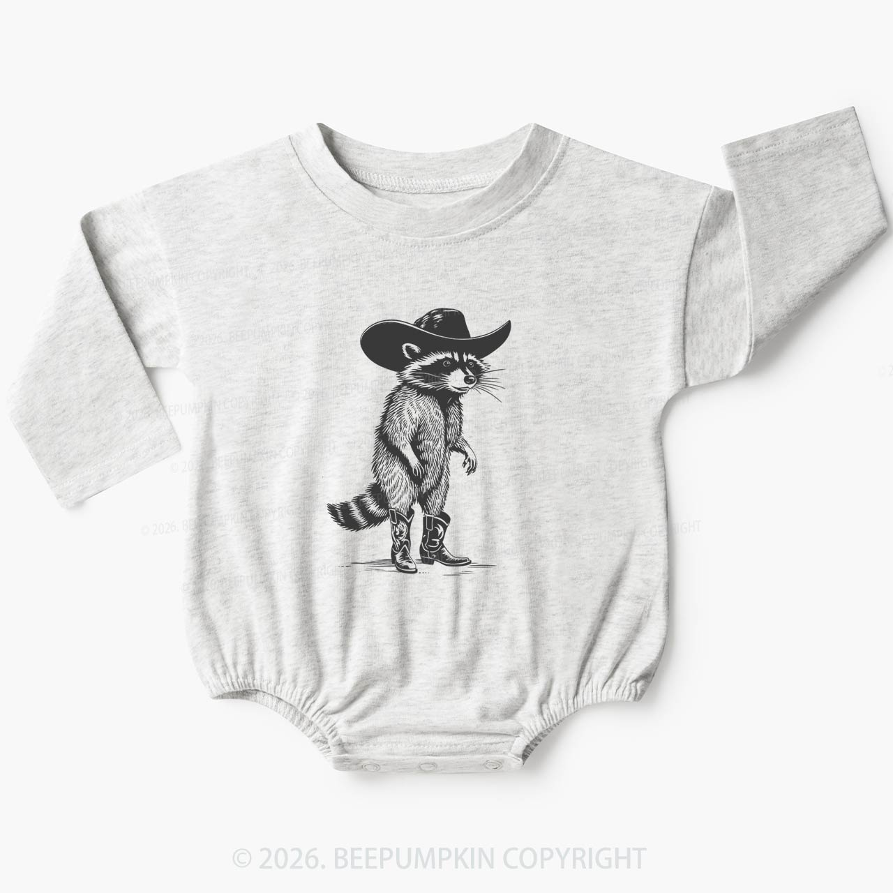 Funny Western Raccoon Cowboy Baby Bubble Romper