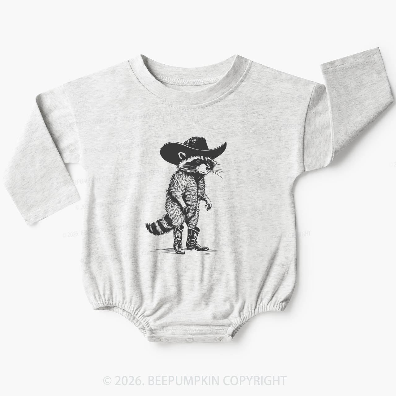 Funny Western Raccoon Cowboy Baby Bubble Romper