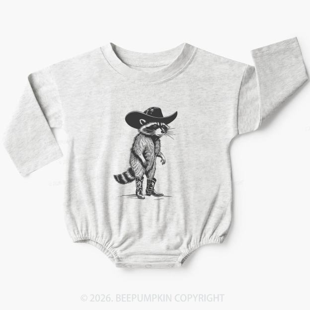 Funny Western Raccoon Cowboy Baby Bubble Romper