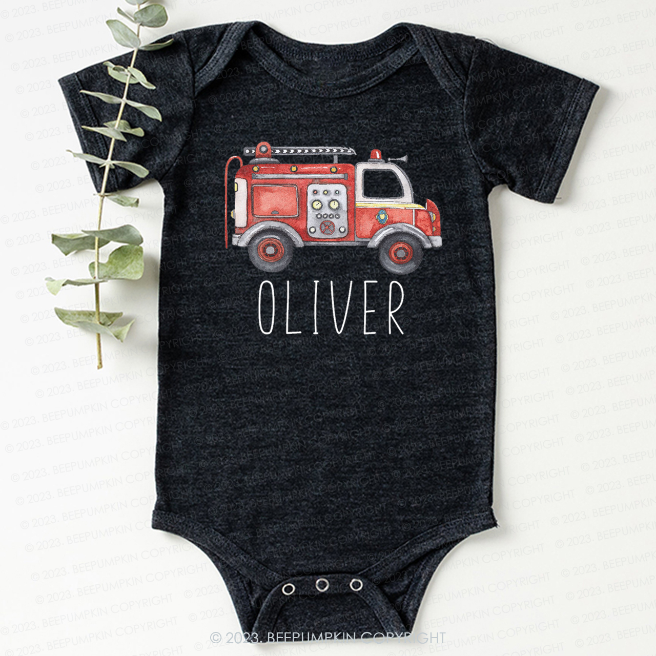 Cute Personalized Fire Truck Bodysuit For Baby