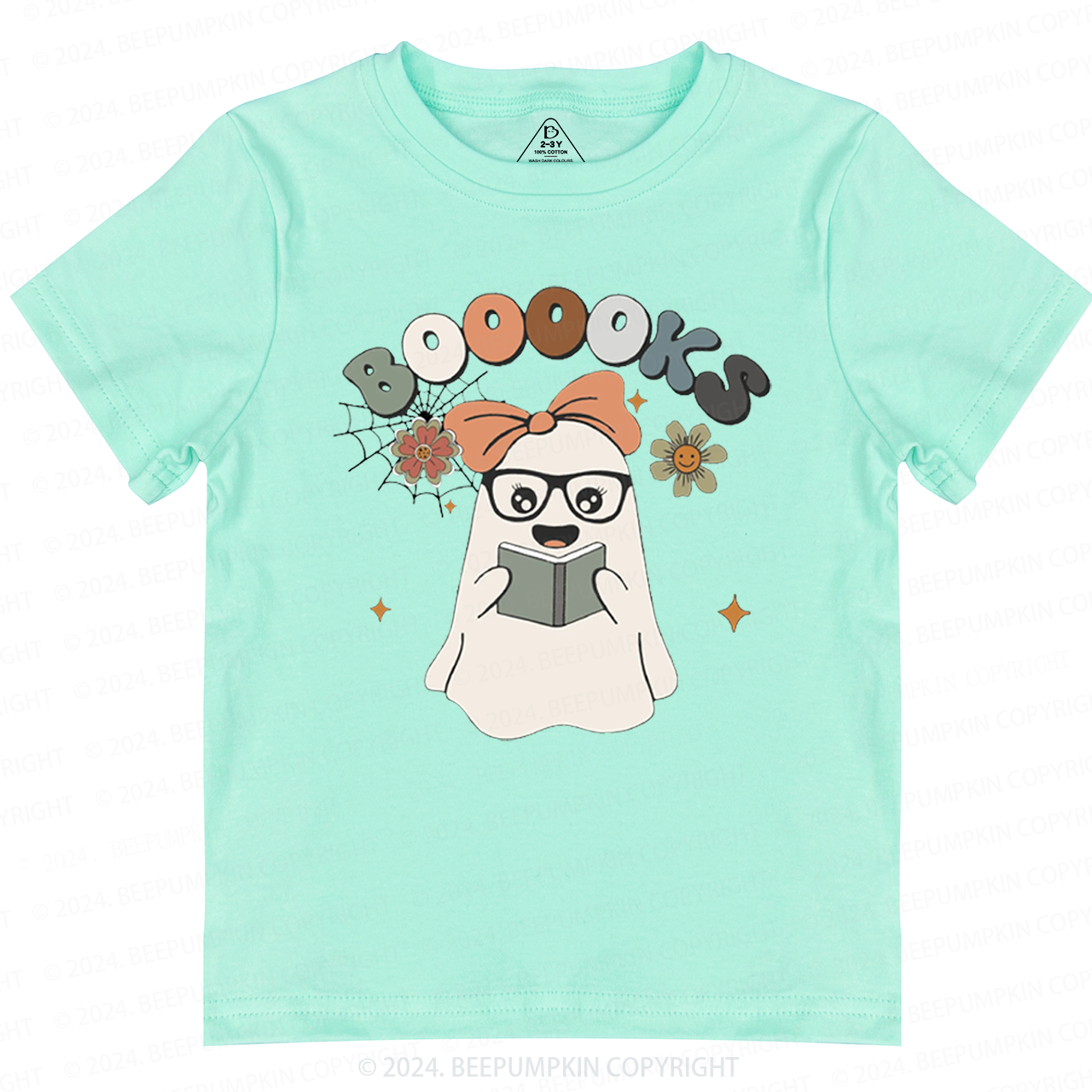 Girl Boooks Cute Ghost Halloween Toddler&Kids Tees 