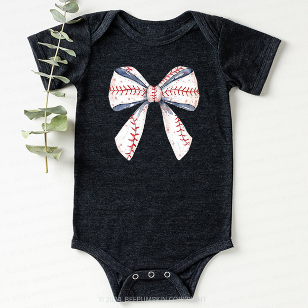 Cute Giant Baseball Ribbon Bodysuit For Baby 