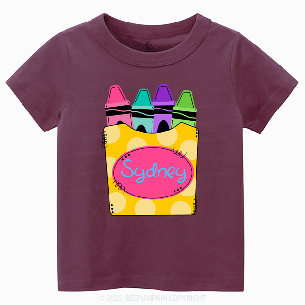 Personalized Girls Crayons Back To School T-shirt