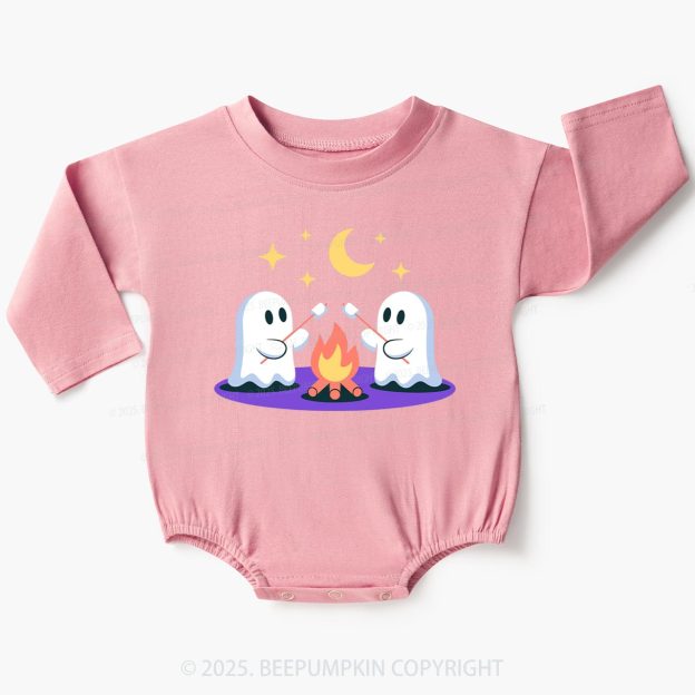 Ghost With Star Moon Baby Bubble Romper Beepumpkin