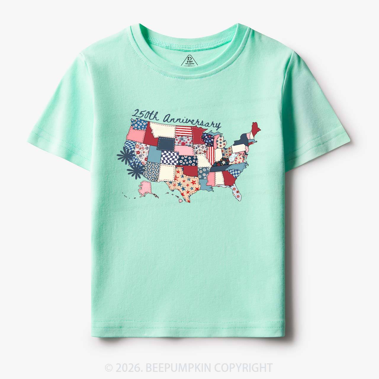 US 250 Years Patriotic Patchwork Toddler&Kid's Tees