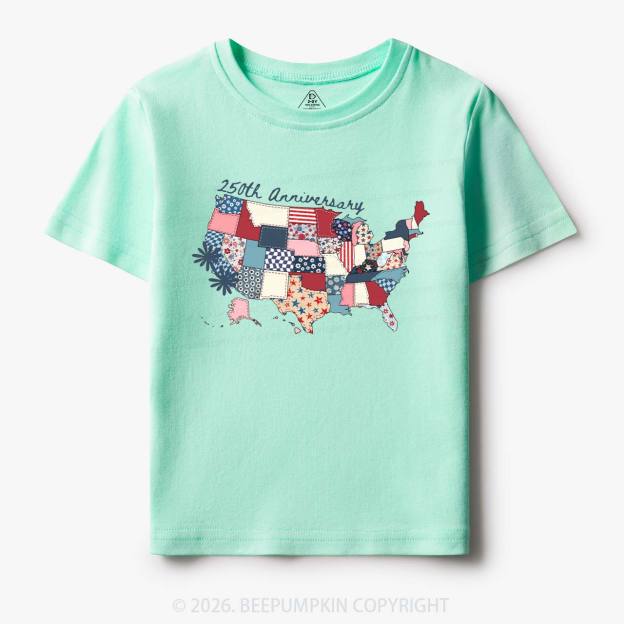 US 250 Years Patriotic Patchwork Toddler&Kid's Tees