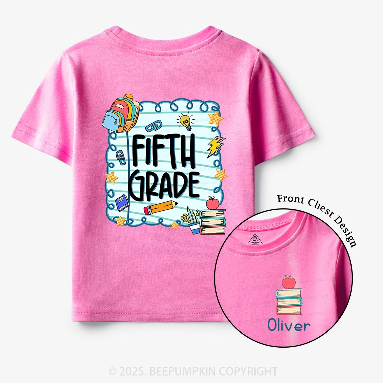 Personalized Apple Book Learning Toddler&Kid's Tees Beepumpkin